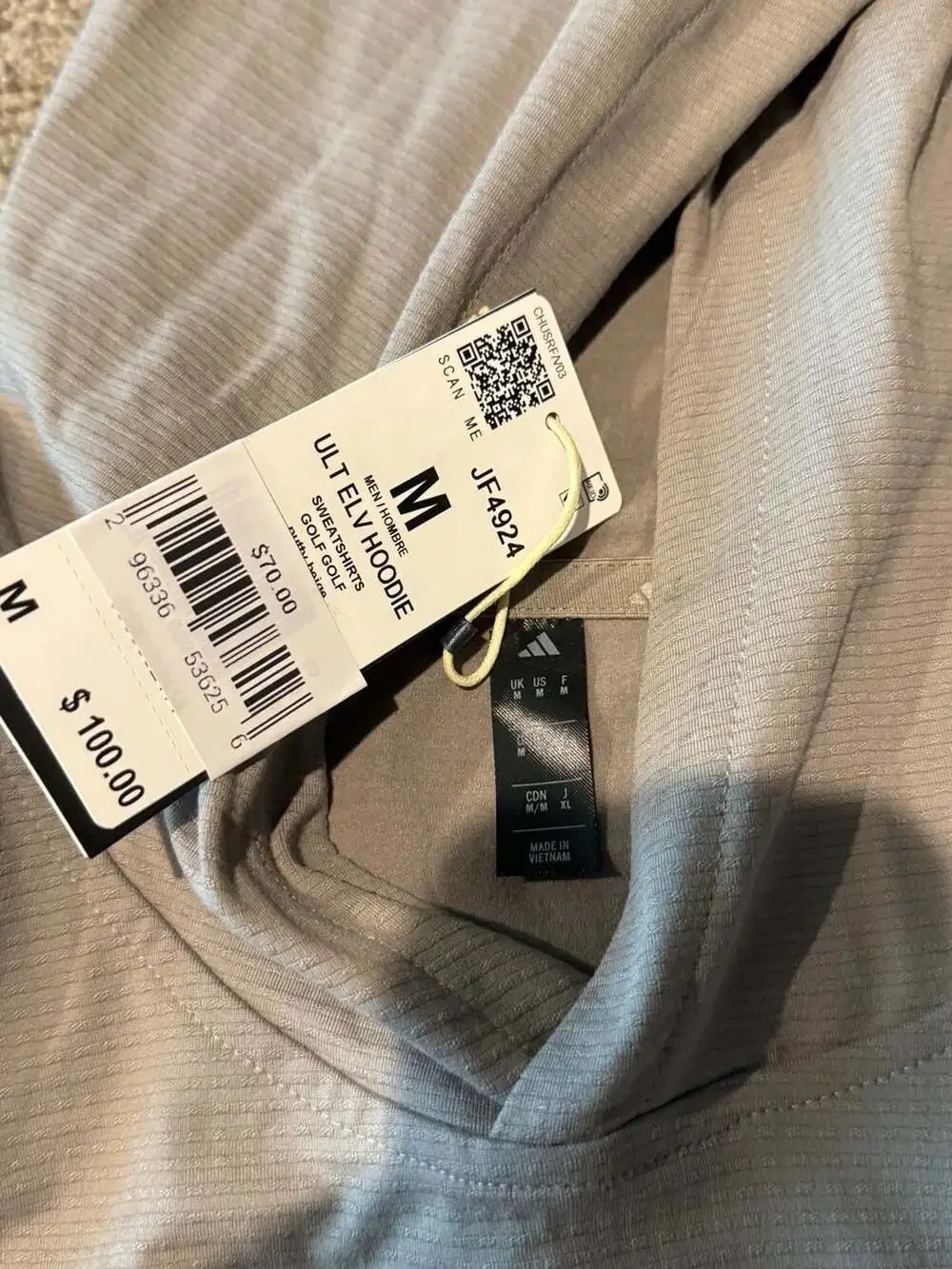 NWT Adidas Performance Hoodie Grey Size Medium